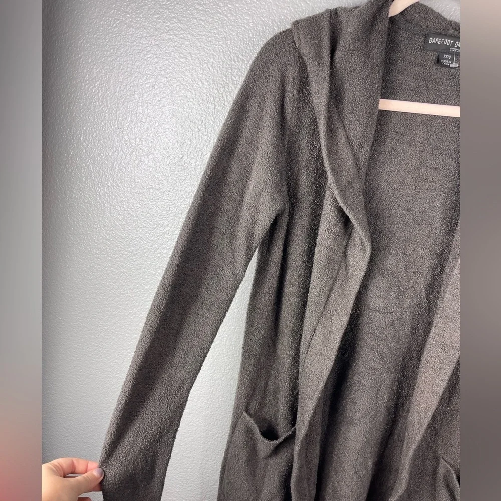 Barefoot Dreams CozyChic Lite Wrap Cardigan Womens XS/S Brown 480 Hooded Sweater - Picture 5 of 9